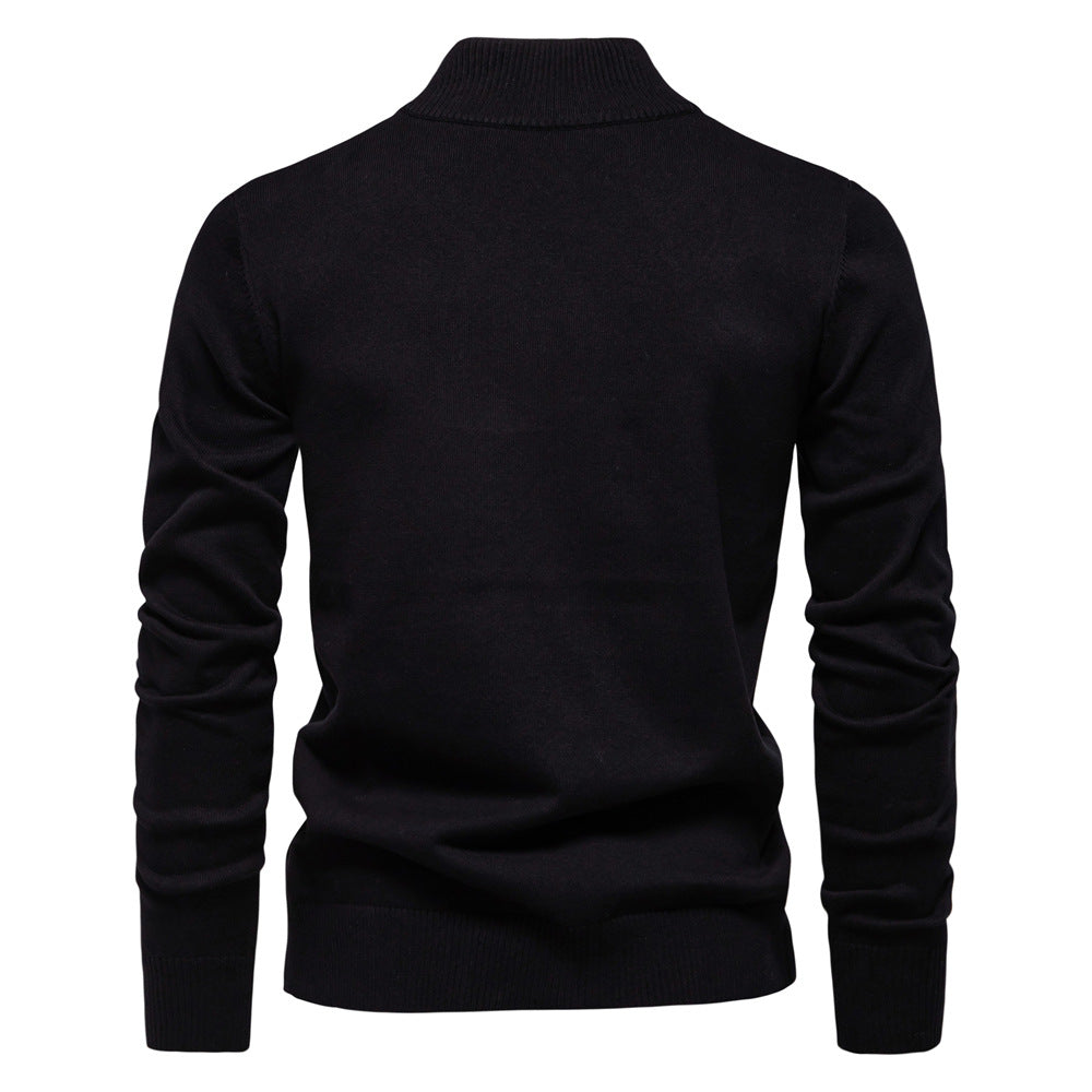 Men's Quarter-Zip Cotton Pullover Sweater – Solid Knit Mock Neck Polo | ZSW-03