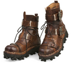 Men's Genuine Leather Harley Boots | Skull Design Motorcycle Ankle Boots | Waterproof & Anti-Slip Work Boots | 1809