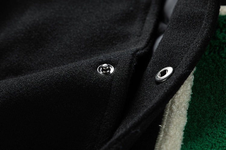 Men's Winter Color-Blocked Woolen Baseball Jacket Casual & Stylish Fashion Coat | 77162