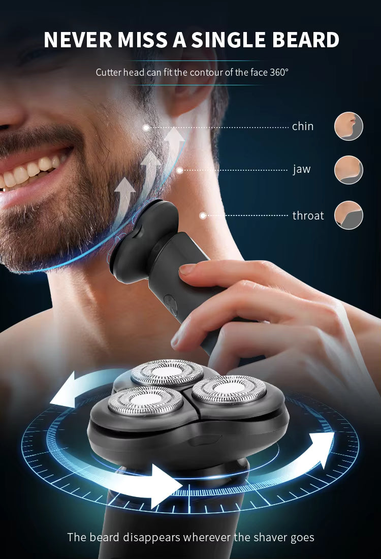 PRITECH Waterproof 3D Floating Beard Trimmer USB-C Rechargeable Wet & Dry Electric Shaver | RSM-1938