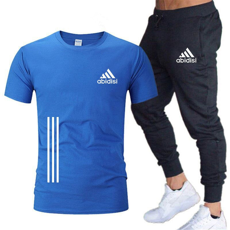 Ensemble de 2 pièces de sport de loisirs pour hommes, t-shirt ample et pantalon à manches mi-longues, chemises et pantalons 