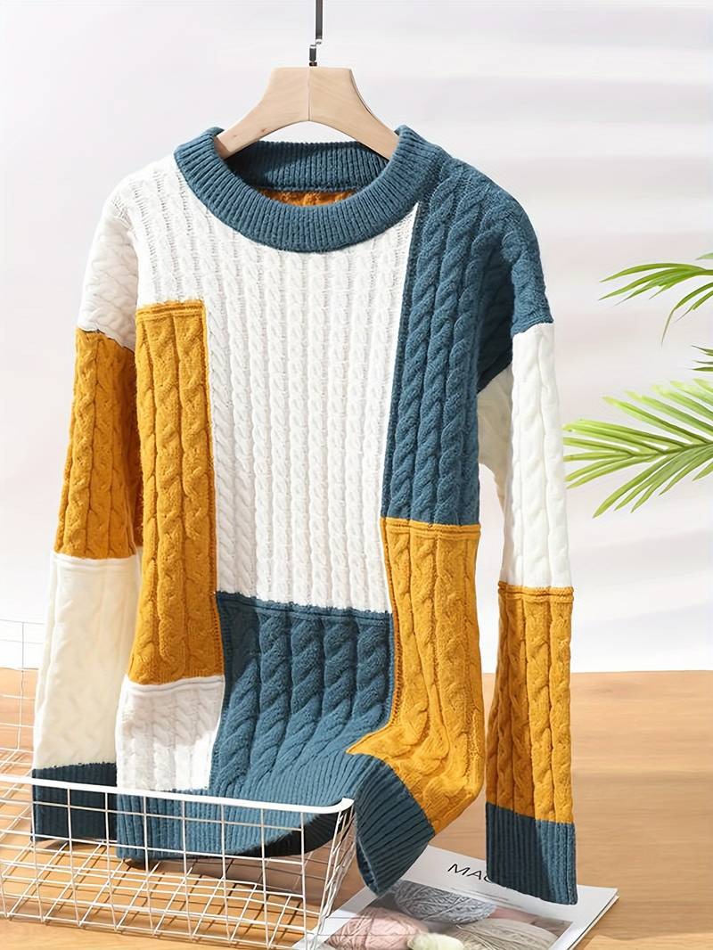 Men’s warm Knitted Pullover Sweater Ribbed Crew Neck Tops Long Sleeve Casual Wear Sweatshirt | 8373