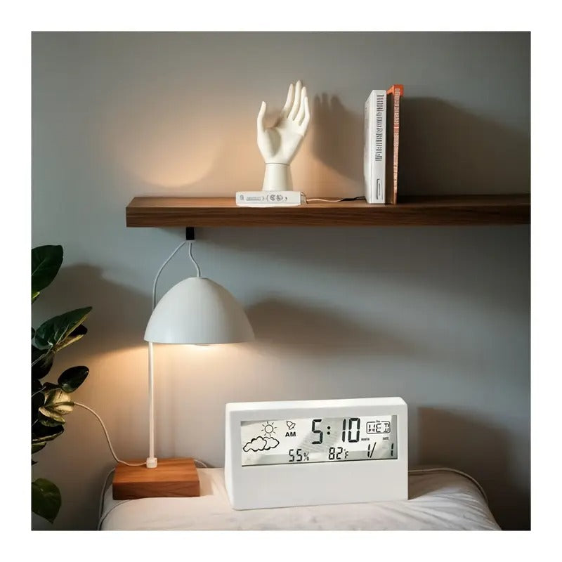 Modern Transparent LED Digital Clock – Temp & Humidity, Weather Icons Home & Office Décor | 2158
