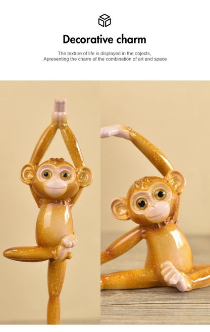 Yoga Monkey Resin Ornaments Pastoral Animal Decorations for TV Cabinet Hall or Wine Cabinet | QW60