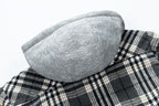 Winter Men's Jacket Plaid Wool Heavy Plus Size Shirt Checkered Hooded Coat Oversize Top