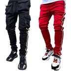 Men's Casual Drawstring Joggers Elastic Waist Cargo Pants Trousers Hip Hop Sweatpants | CK838