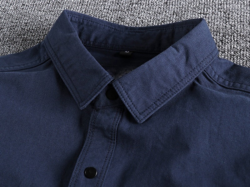 Vintage Workwear Double Pocket Shirt Retro Casual Classic Shirt Top for Men | V38