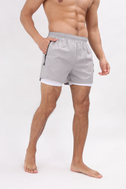 Men Summer Polyester 2 in 1 Quick Dry Short Joggers Workout Running Gym Shorts | DK-903