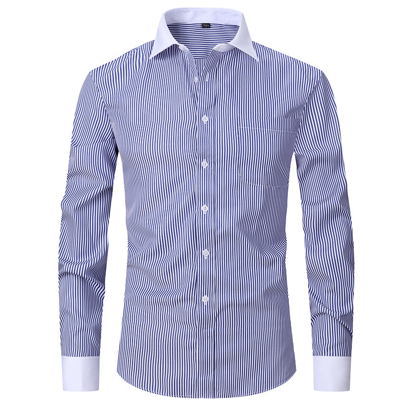 Camicia a maniche lunghe da uomo a righe, tinta unita, da lavoro, formale, casual | FS05 