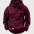 Men's Retro Hooded Pullover Solid Color Long Sleeve Hoodie for Autumn & Winter | AL74