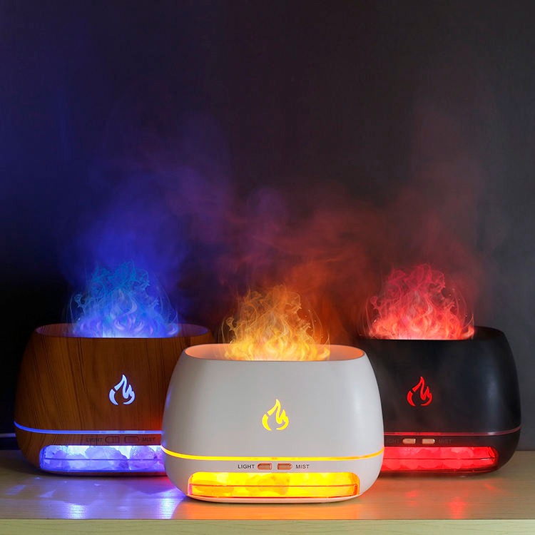 Himalayan Crystal Salt Rocks Aroma Humidifiers 7 Colors LED USB Portable Fire Flame Aromatherapy Essential Oil Diffuser | 101