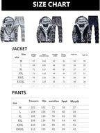Men's Camouflage Tracksuit Zip Coat Winter Thick Fleece Hooded Jacket+Pants Sweat Suit