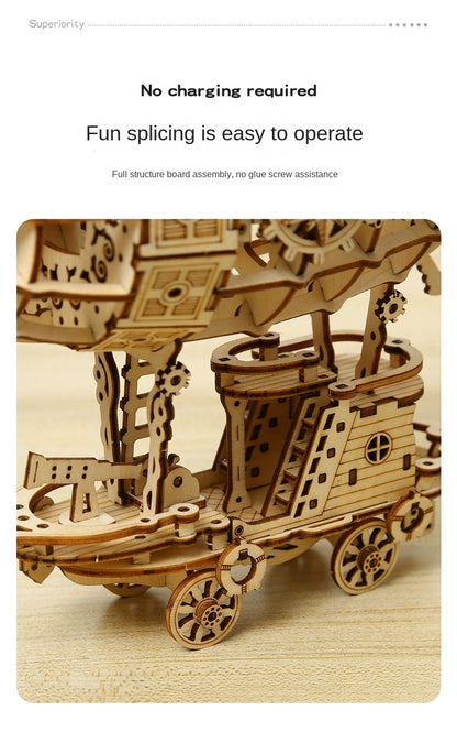 Creative Wooden Art Gift Toys DIY Assembly 3D Wooden Airship Jigsaw Puzzle | PT-011