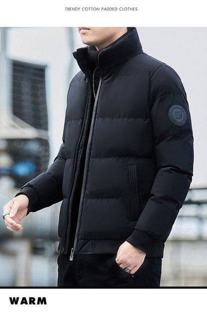 Men's Thick Winter Down Jacket – Warm Stand Collar Cotton Coat for European Winters 8668