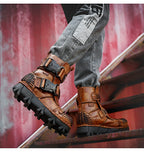 Men’s Genuine Leather Harley Motorcycle Boots | Anti-Slip Work Boots | 6618