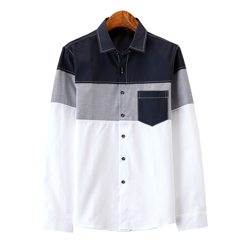 Men Denim Shirt Long Sleeve Slim Fit Color-Matching Casual Shirt | CS43