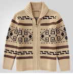 Men Stylish Slim Fit Jacquard Knit Cardigan Jacket with Long Sleeves Casual Lapel Sweater | SY0013
