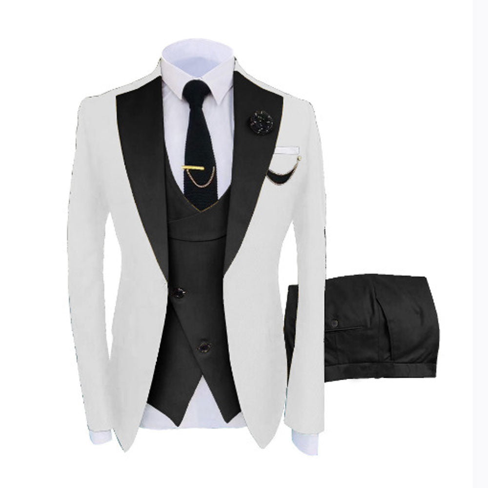 Uomo su misura bicolore abito 3 pezzi sposo matrimonio slim fit blazer giacca gilet pantaloni set smoking abiti| LR908 