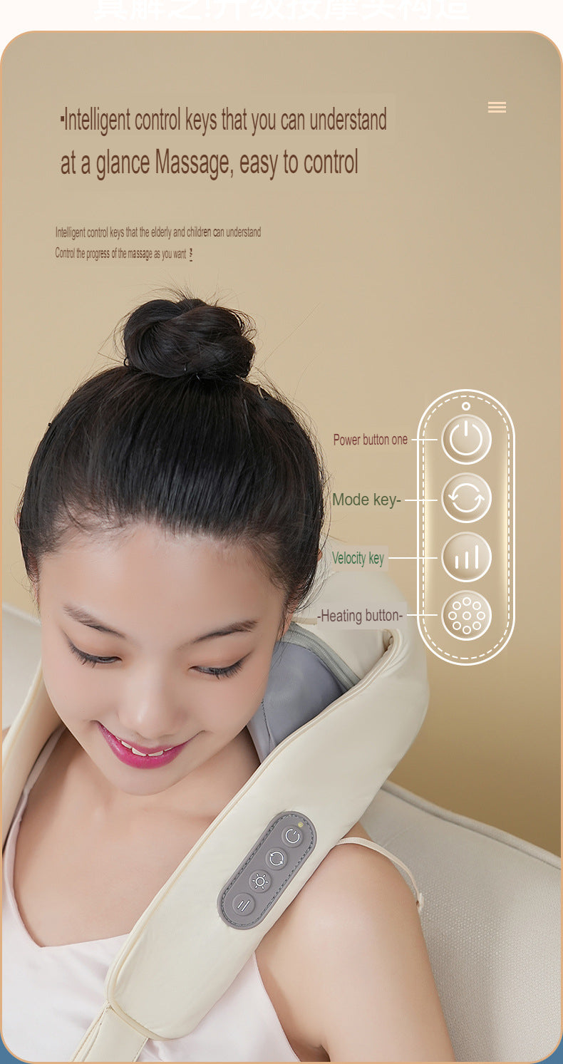 Neck Massager Kneading With Heat Rechargeable Cordless Electric Massage Pillow Deep Tissue Massage