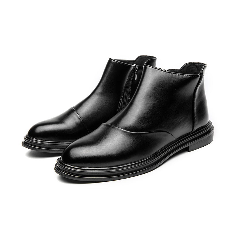 Bottes Martin montantes pointues en cuir antidérapantes avec fermeture éclair latérale | 8823 