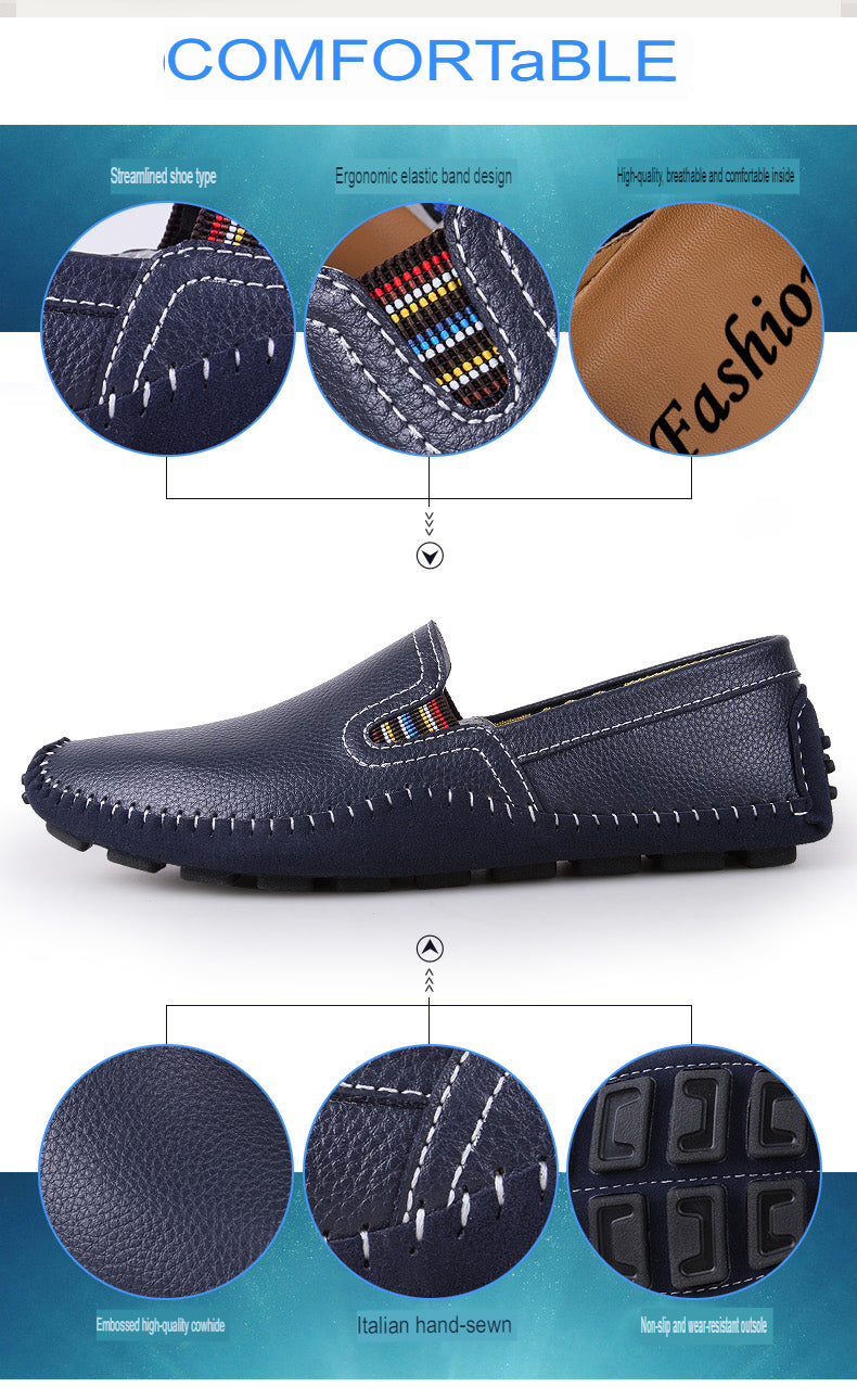 Men Hand-Stitched Urban Chic Slip On Loafers Drive Walking Shoes | 9898