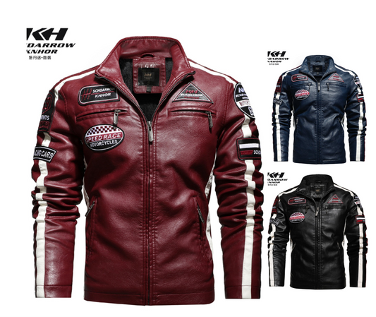 Men's PU Jacket Stand Collar Multi Pocket Jumper Blazer Faux Leather Jacket | KH-188