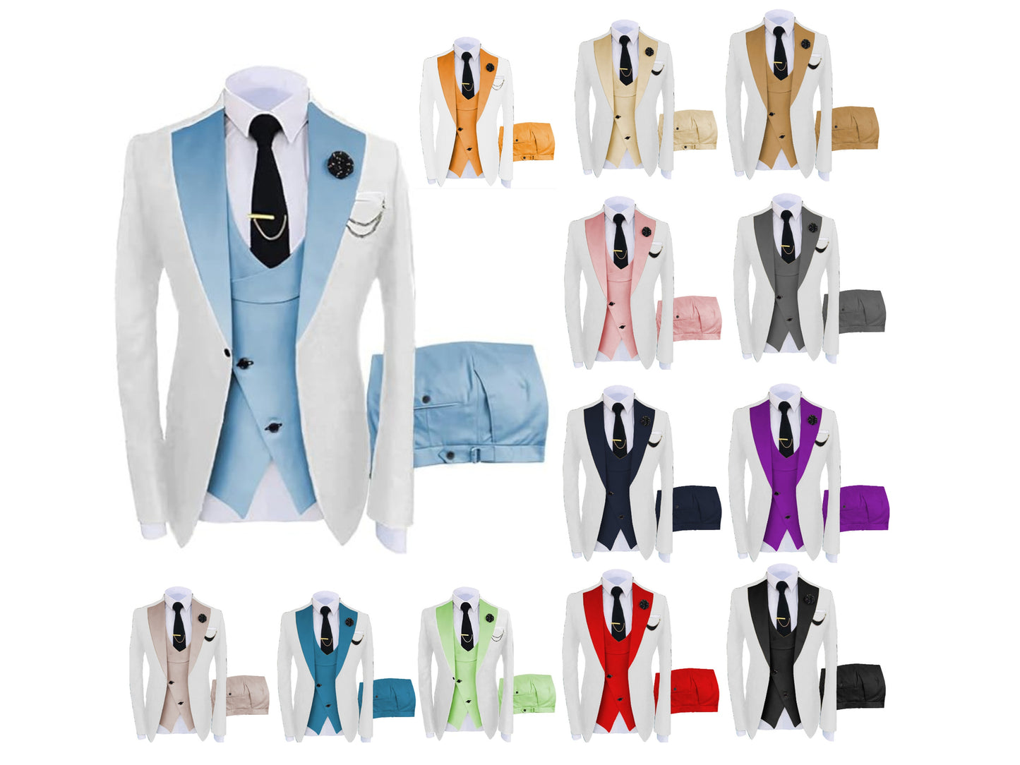 Uomo su misura bicolore abito 3 pezzi sposo matrimonio slim fit blazer giacca gilet pantaloni set smoking abiti| LR908 