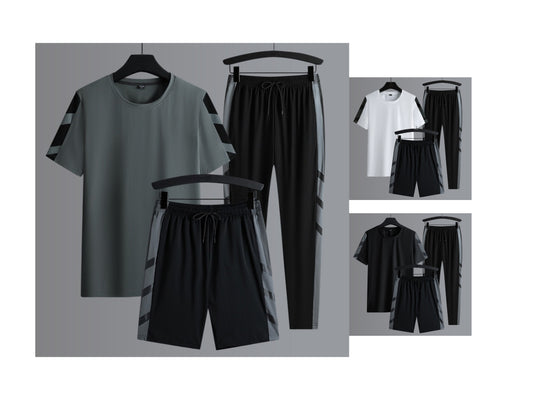Men's Set Clothes Two Piece T Shirt Short Sleeve Solid Color Summer Sets | 1083