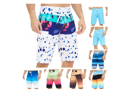 Men's Swim Trunks Stripe Print Shorts Drawstring Swim Summer Beach Shorts | 1053