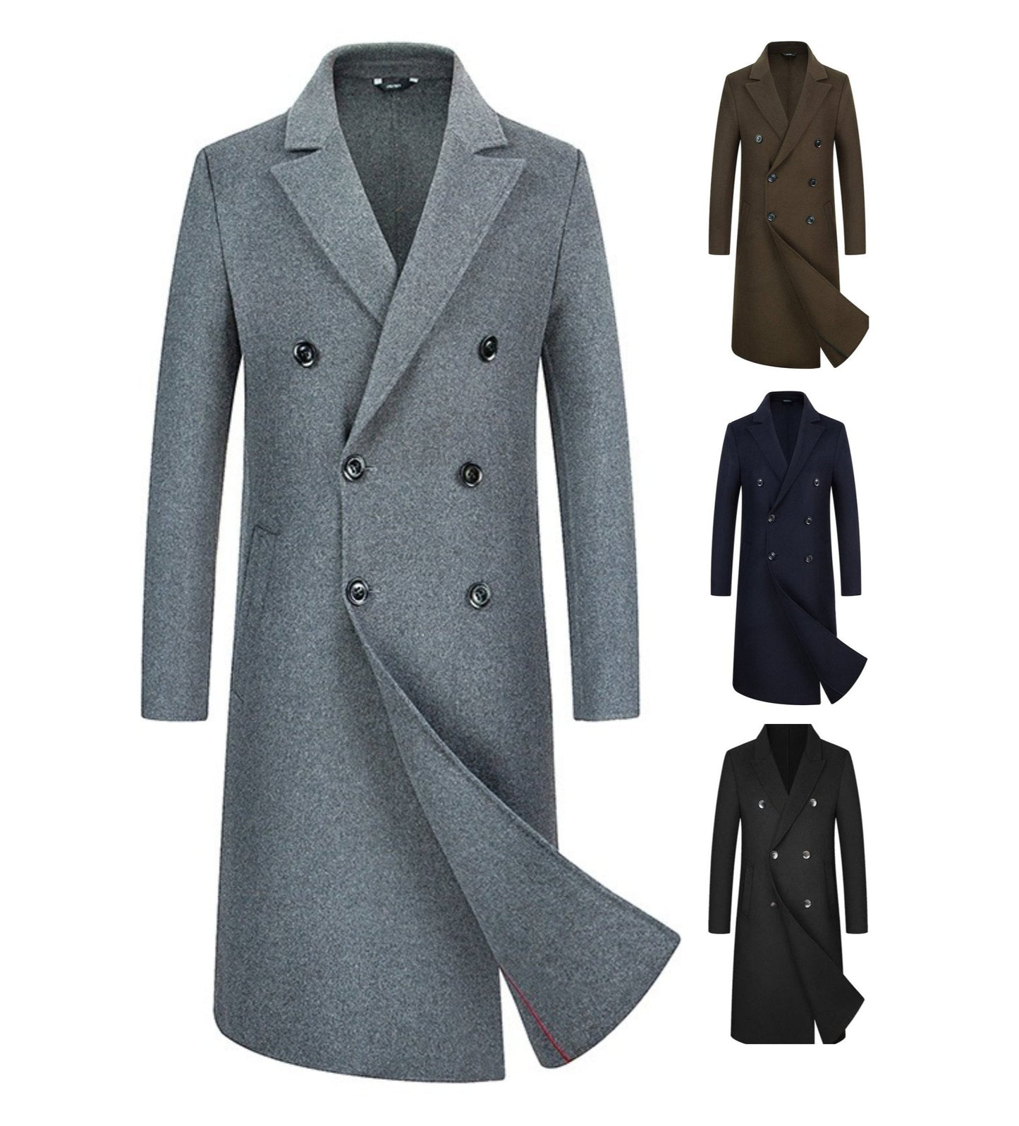 Manteau long en laine mélangée pour homme, style décontracté, trench-coat en laine, veste habillée, pardessus | 1001 