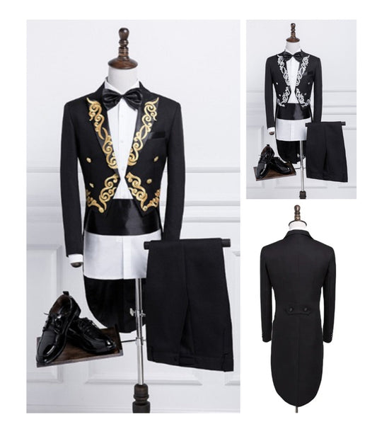 Premium Quality Party Dress Elegant Wedding Suits Groom Embroidery Jacket+ Pants Tuxedo | A1016