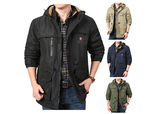 Winter Puffer Jacket Plaid Cotton Military Combat Outdoor Tactical Hooded Parka Coat | 086