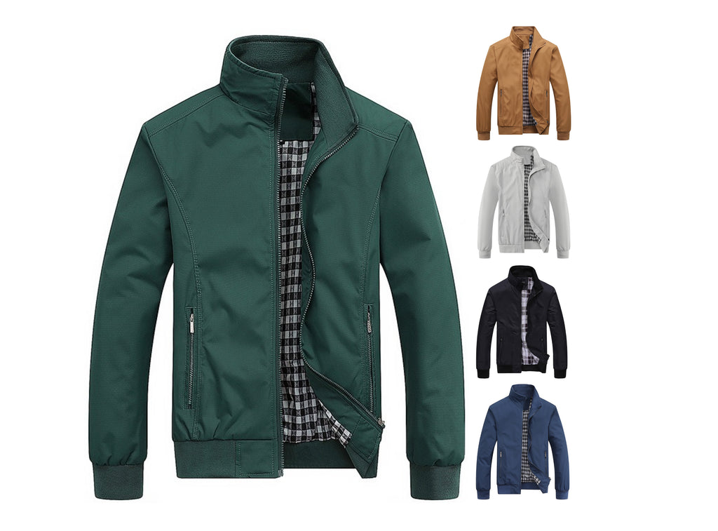 Men Solid Color Zipper Jackets Stand Collar Casual Outwear Tops Coat Jacket | S1268