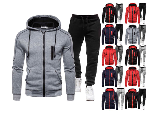 Men's Winter Zipper Hoodie 2 Pieces Casual Tracksuit Sportswear | 065