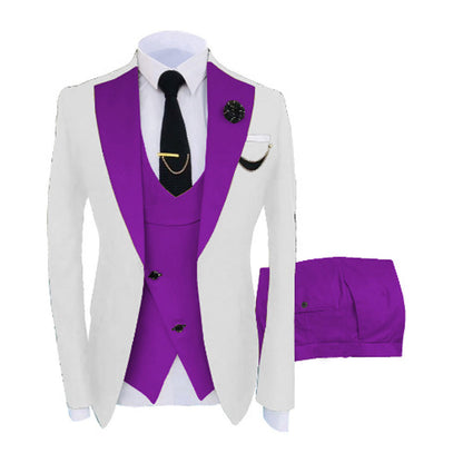 Men Custom Made Two-Color Suit 3 Pieces Tailored Groom Wedding Slim Fit Blazer Jacket Vest Pants Set Tuxedo Suits| LR908