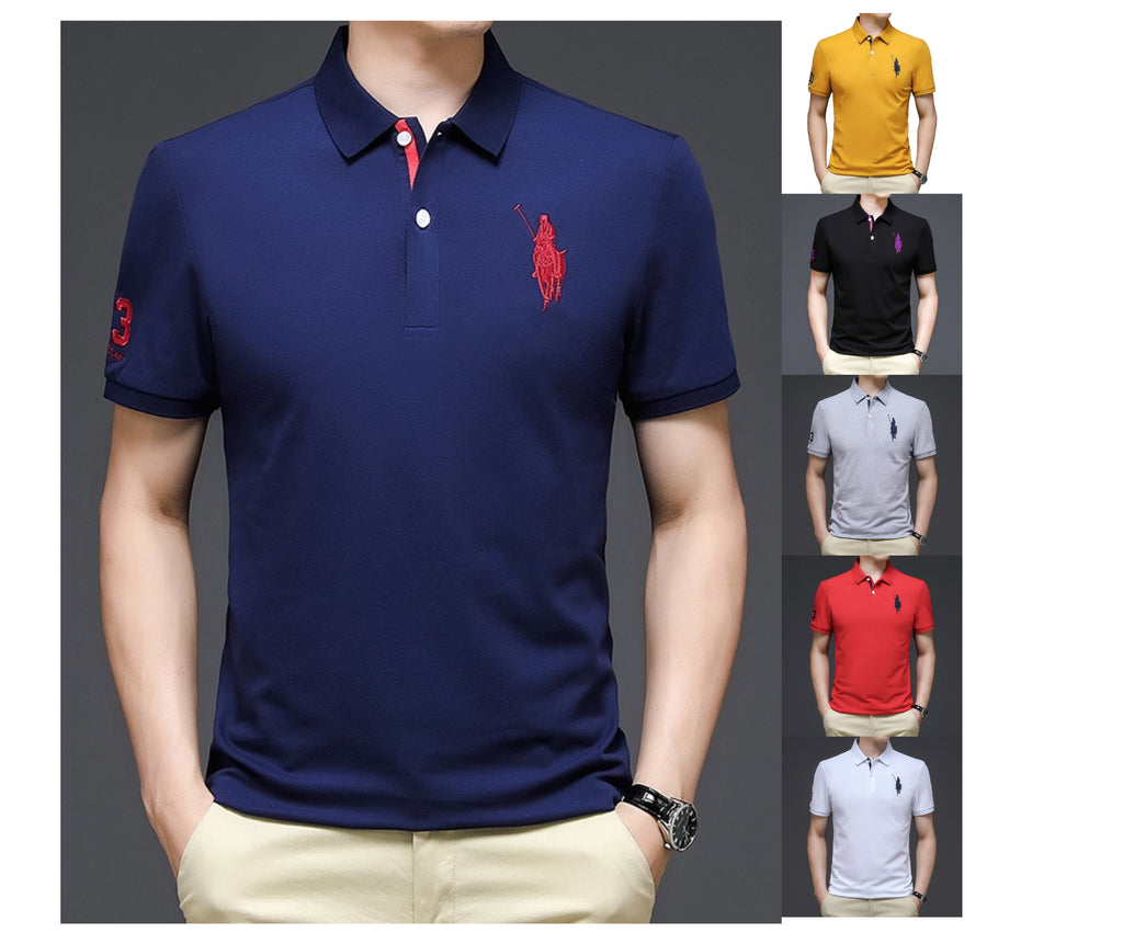 Trendy Embroidered Polo Shirt Short Sleeve Lapel Loose-Fit T-Shirt for Casual Style | K654