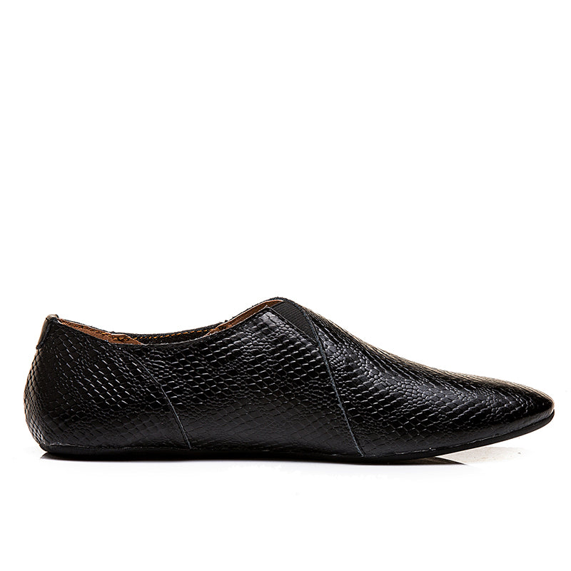 Mocassini da uomo in vera pelle con punta a punta, stile slip-on | 696 