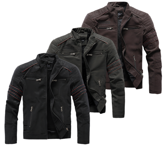 Men's PU Brushed Soft Suede Leather Jacket Fashion Multi-Embroidered Tide Jackets Blazer| 8809