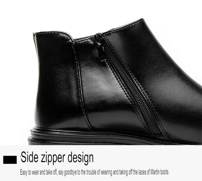 Martin Boots High Top Pointed Leather Shoes Slip-resistant Side-Zippered Dress Boots | 8823