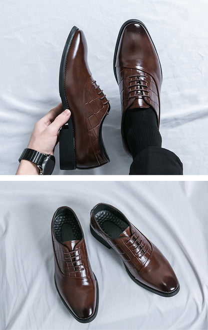 Business Formal Leather Shoes Lace-Up Embossed Patchwork Models Shoes | 8786