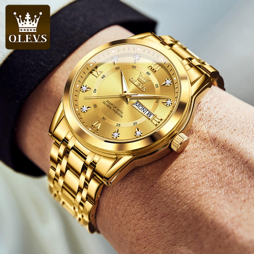 Luxury Stainless Steel Quartz Watch for Men High Quality Casual & Business Gold Wristwatch | 5513