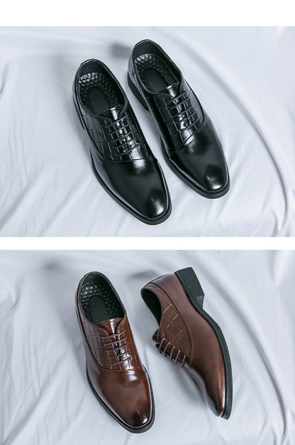 Business Formal Leather Shoes Lace-Up Embossed Patchwork Models Shoes | 8786