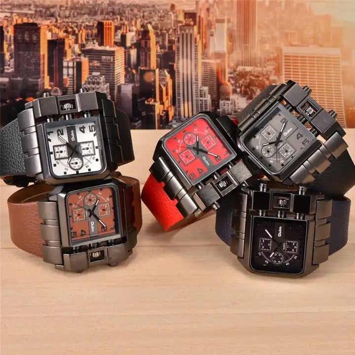 Mens square watches hot sale leather strap