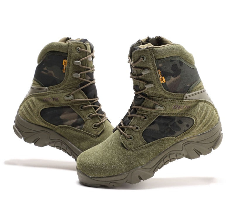 Men's Green Camouflage Delta Tactical Boots Thick Padded Collars Suede Combat Military Grade Shoes
