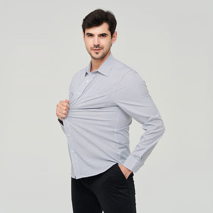 Chemises habillées pour hommes à manches longues, élastiques, froissées, formelles, d'affaires, Camisas | A7 