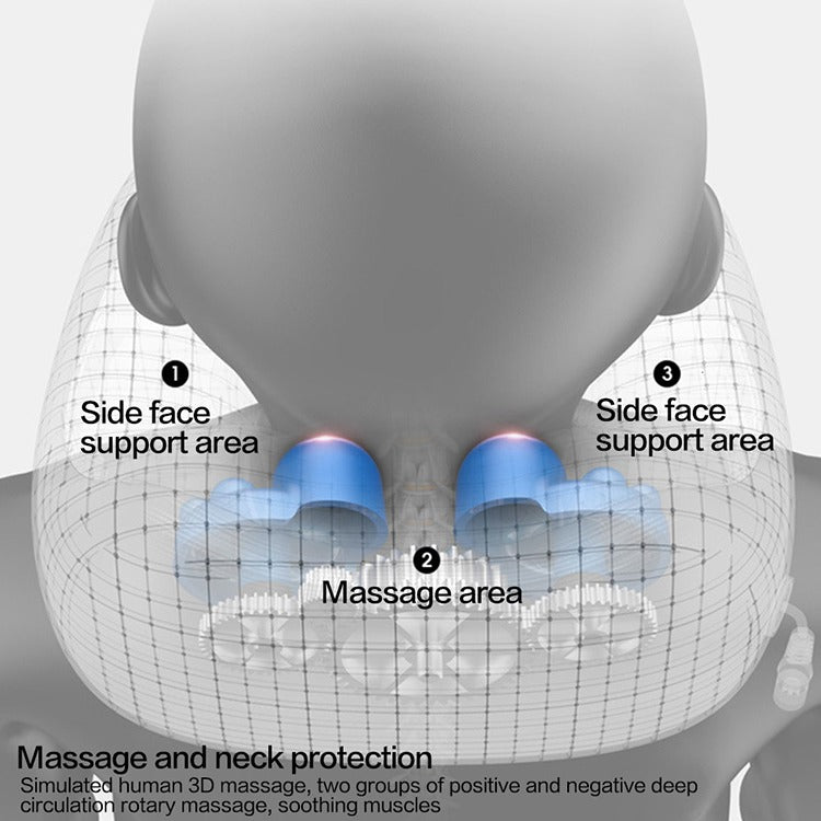 Electric Rechargeable Travel Pillow Relax Massager Heated Vibrating Soft Neck Massage