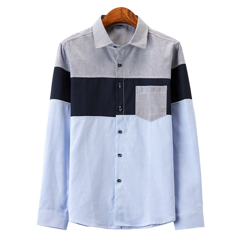 Men Denim Shirt Long Sleeve Slim Fit Color-Matching Casual Shirt | CS43