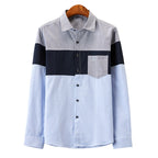 Men Denim Shirt Long Sleeve Slim Fit Color-Matching Casual Shirt | CS43