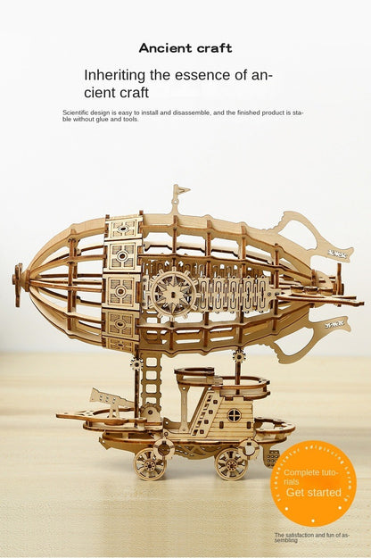 Creative Wooden Art Gift Toys DIY Assembly 3D Wooden Airship Jigsaw Puzzle | PT-011