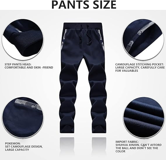 Men's Camouflage Tracksuit Zip Coat Winter Thick Fleece Hooded Jacket+Pants Sweat Suit